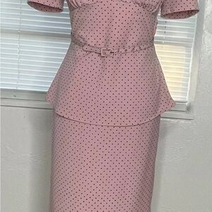 Stop Staring Pink Polka Dot Women's Pencil Skirt, Top and belt